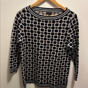 Talbot's Merino Wool Sweater Women's Size L Geometric Pattern Long Sleeve
